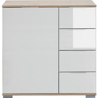 KOMMODE 81/83/41 cm Weiss, Eichefarben  - Weiss/Eichefarben, Design, Glas/Holzwerkstoff (81/83/41cm) - Livetastic