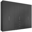 DREHTÜRENSCHRANK inkl. Zubehör 298/222/63 cm,  in Anthrazit, 6-türig  - Anthrazit/Alufarben, Design, Holzwerkstoff/Metall (298/222/63cm) - Dieter Knoll