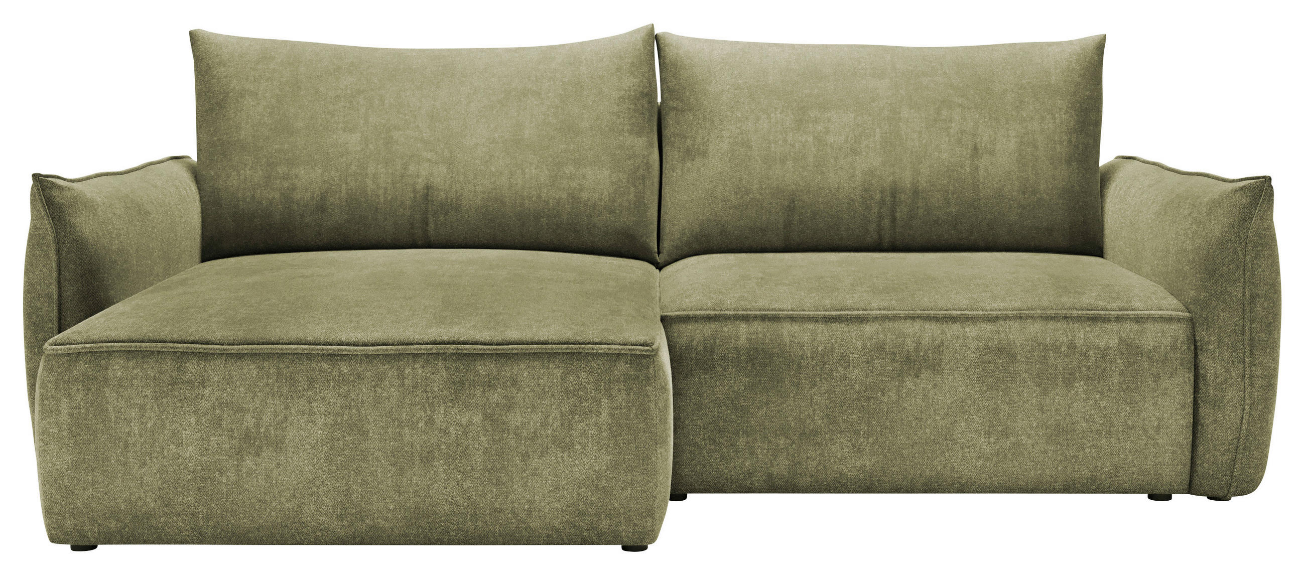 ECKSOFA Dunkelgrün Struktur Rückenkissen, Bettkasten, Schlaffunktion, Rücken echt, Liegefläche im Originalstoff  - Dunkelgrün/Schwarz, KONVENTIONELL, Kunststoff/Textil (148/266cm) - Milino