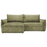 ECKSOFA Dunkelgrün Struktur Rückenkissen, Bettkasten, Schlaffunktion, Rücken echt, Liegefläche im Originalstoff  - Dunkelgrün/Schwarz, KONVENTIONELL, Kunststoff/Textil (148/266cm) - Milino