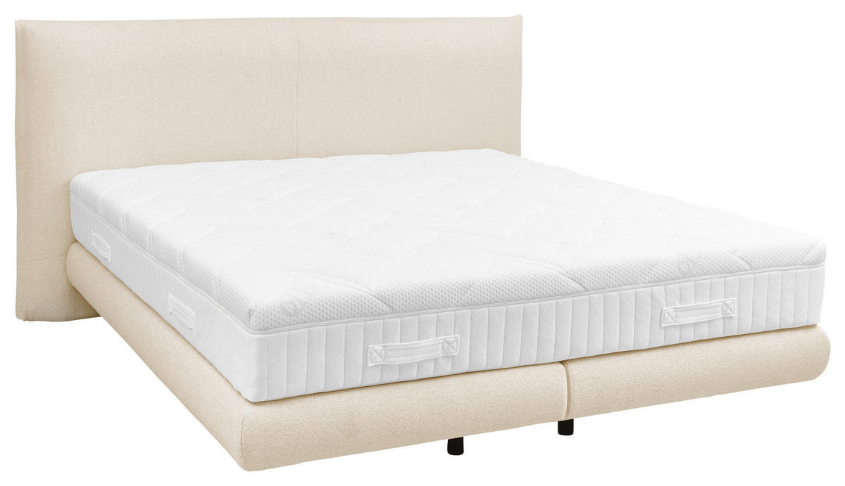 BOXSPRINGBETT 180/200 cm  in Sandfarben  - Sandfarben/Schwarz, Design, Holz/Holzwerkstoff (180/200cm) - Dieter Knoll