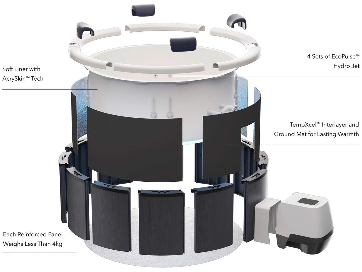 WHIRLPOOL MSPA DENVER 182/70 cm  - Dunkelgrau/Dunkelblau, KONVENTIONELL, Kunststoff (182/70cm)