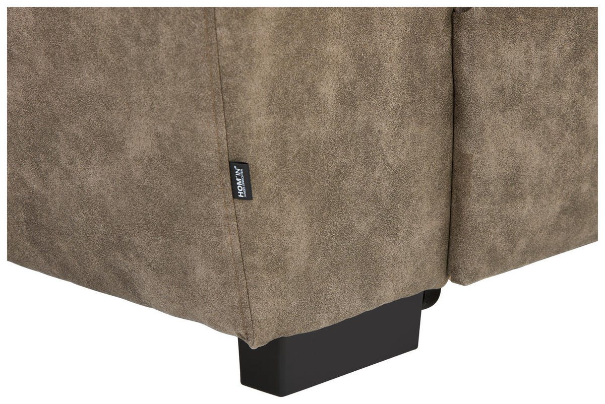 ECKSOFA in Lederlook Taupe  - Taupe/Schwarz, Design, Kunststoff/Textil (263/230cm) - Hom`in