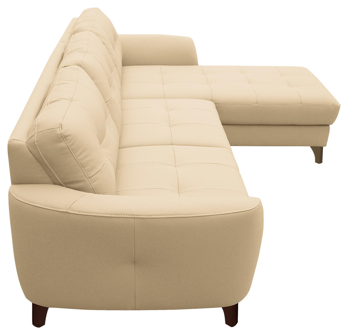 ECKSOFA Beige Echtleder Lederlook  - Beige/Buchefarben, Design, Leder/Holz (238/168cm) - Livetastic