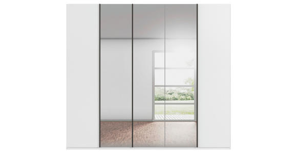 DREHTÜRENSCHRANK 251/223/61 cm,  in Weiß, 5-türig  - Graphitfarben/Weiß, Basics, Glas/Holzwerkstoff (251/223/61cm) - Novel