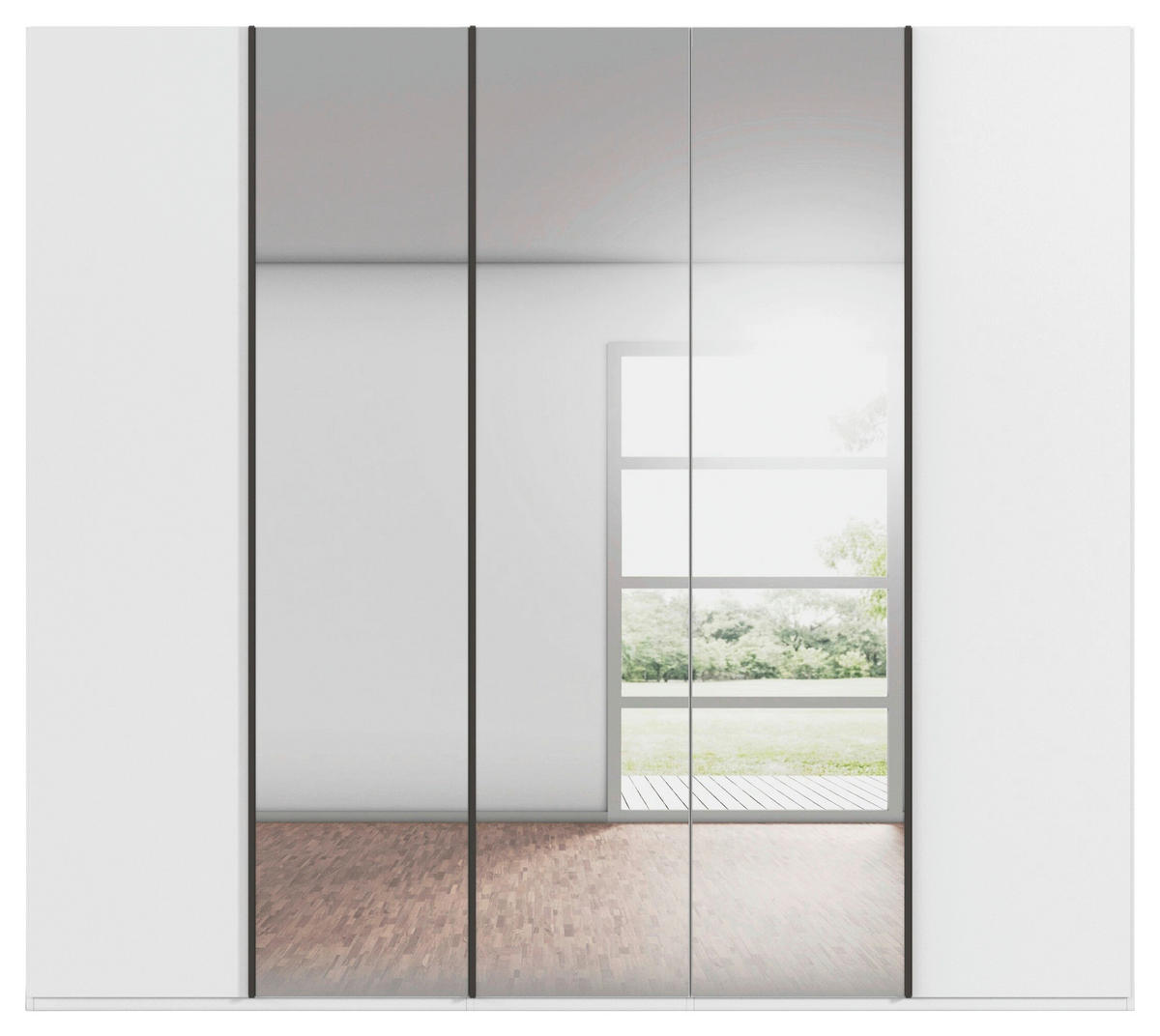 DREHTÜRENSCHRANK 251/235/61 cm,  in Weiß, 5-türig  - Graphitfarben/Weiß, Basics, Glas/Holzwerkstoff (251/235/61cm) - Novel