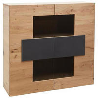 HIGHBOARD  in 128,2/131,2/43,5 cm  - Eichefarben/Anthrazit, Natur, Glas/Holz (128,2/131,2/43,5cm) - Voglauer