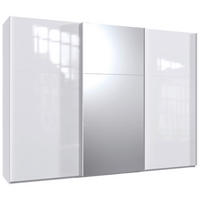 SCHWEBETÜRENSCHRANK 300/216/65 cm 3-türig Weiß  - Chromfarben/Weiß, Design, Glas/Holzwerkstoff (300/216/65cm) - Stylife