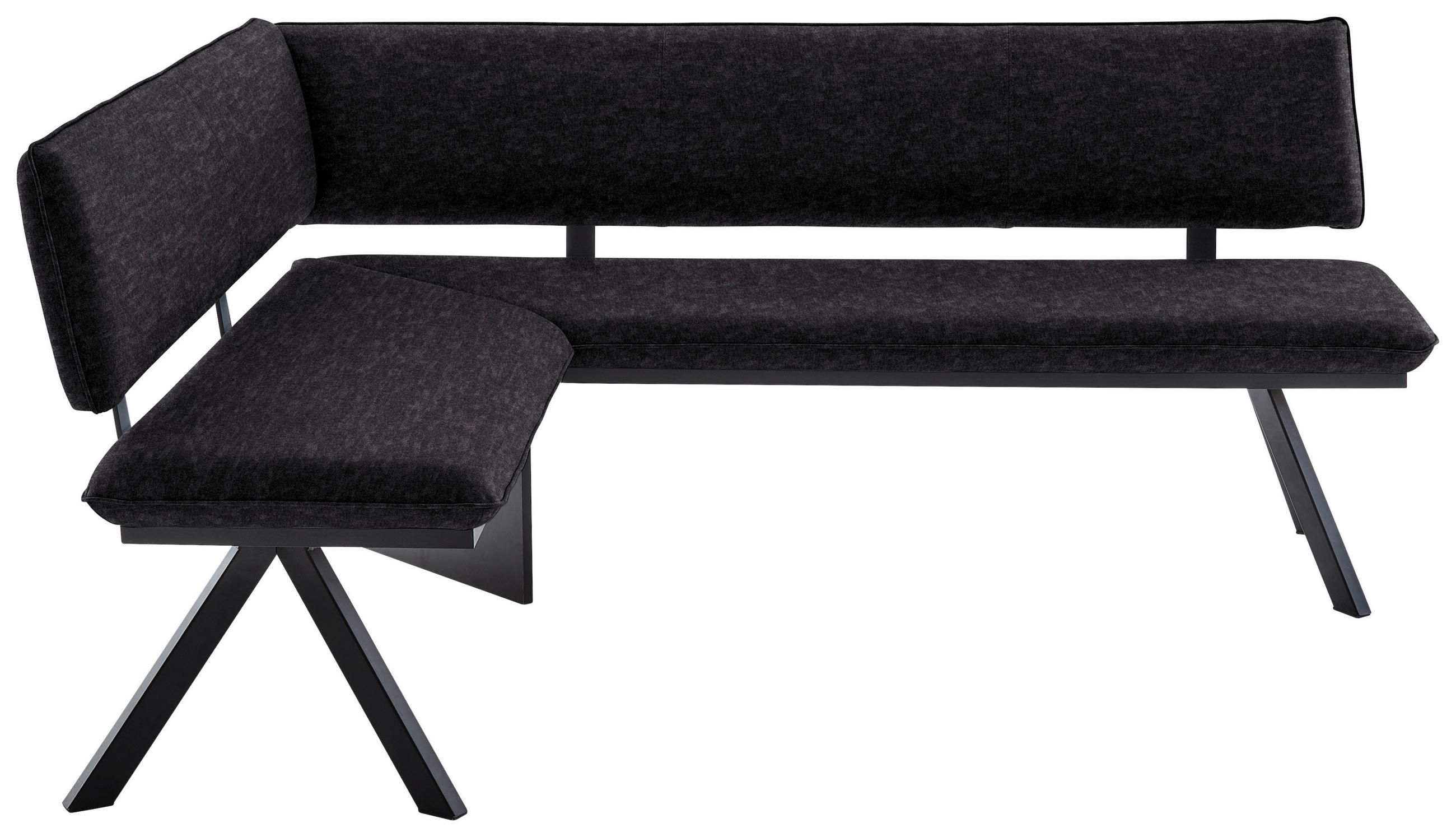 ECKBANK 150/190 cm  in Anthrazit, Schwarz  - Anthrazit/Schwarz, MODERN, Textil/Metall (150/190cm) - Cantus