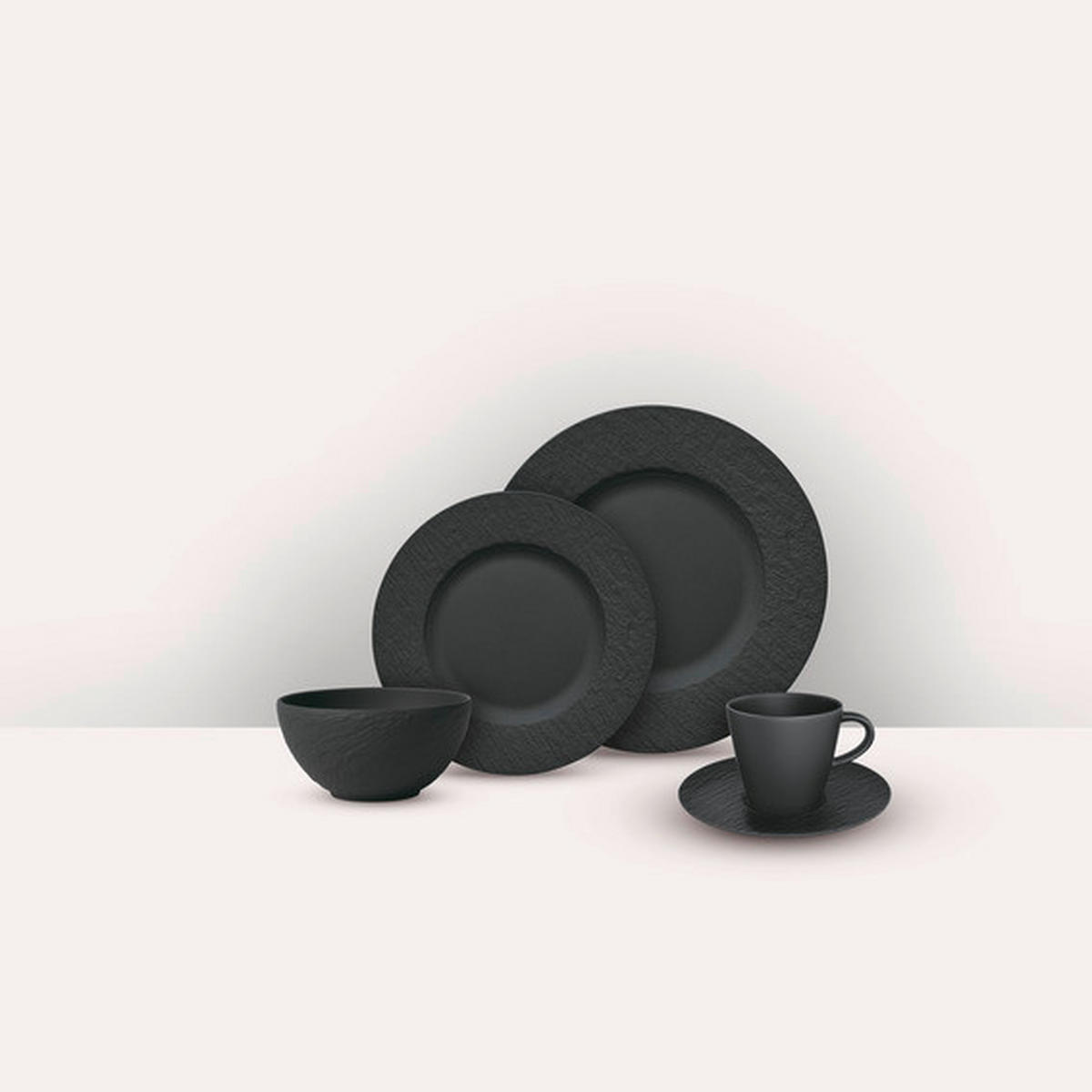 KOMBISERVICE Schwarz Manufacture Rock 20-teilig 4 Personen  - Schwarz, LIFESTYLE, Keramik (38,5/25,5/35,8cm) - Villeroy & Boch