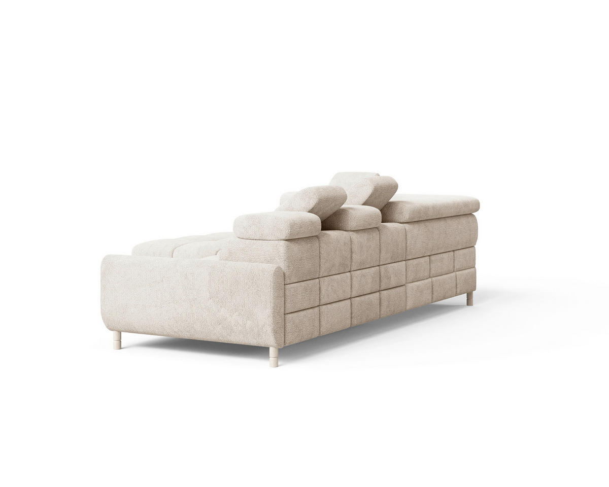ECKSOFA BUN in Bouclé Beige  - Elfenbein/Beige, Design, Holz/Textil (209/276cm) - MID.YOU