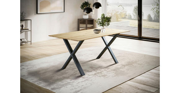 ESSTISCH Schwarz, Eichefarben rechteckig  in verschiedenen Größen erhältlich, Variantenauswahl  - Eichefarben/Schwarz, LIFESTYLE, Holz/Metall (160/90/75cm) - Linea Natura