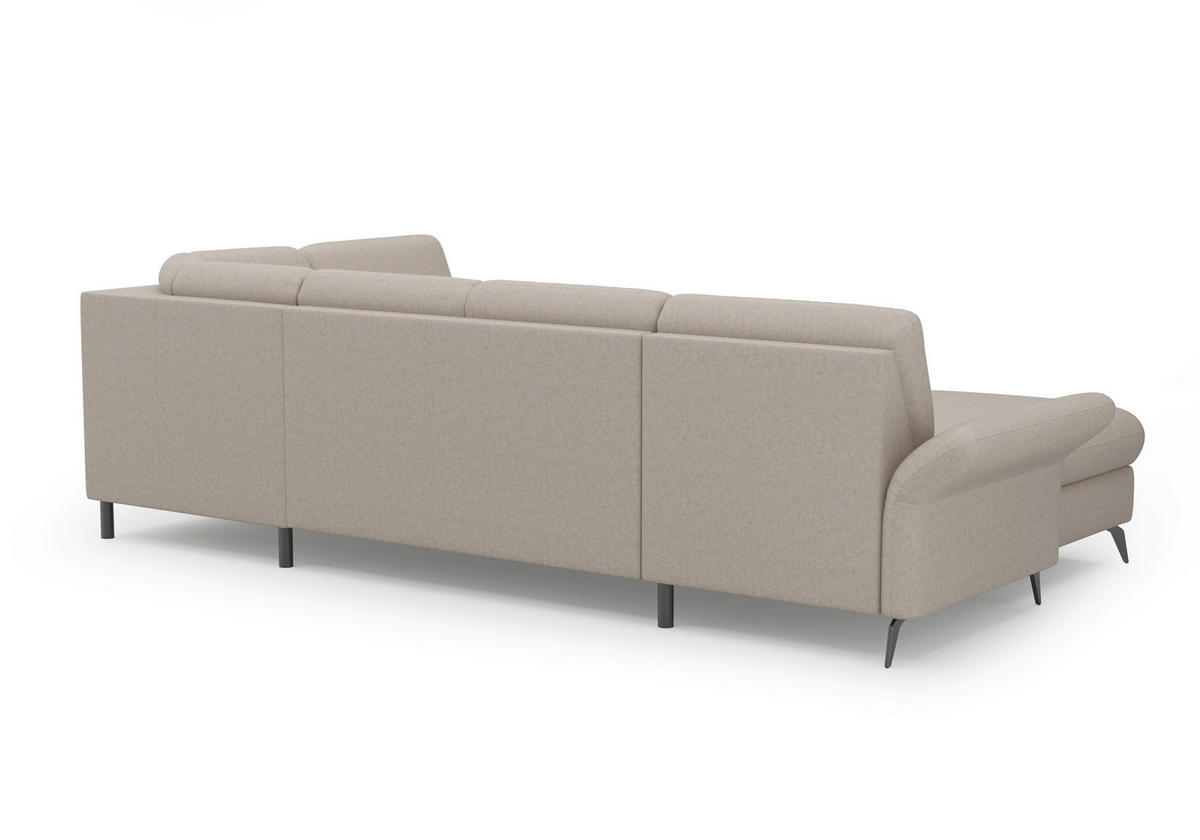 WOHNLANDSCHAFT in Flachgewebe Taupe  - Taupe/Schwarz, Konventionell, Textil/Metall (164/314/195cm) - Sit & More