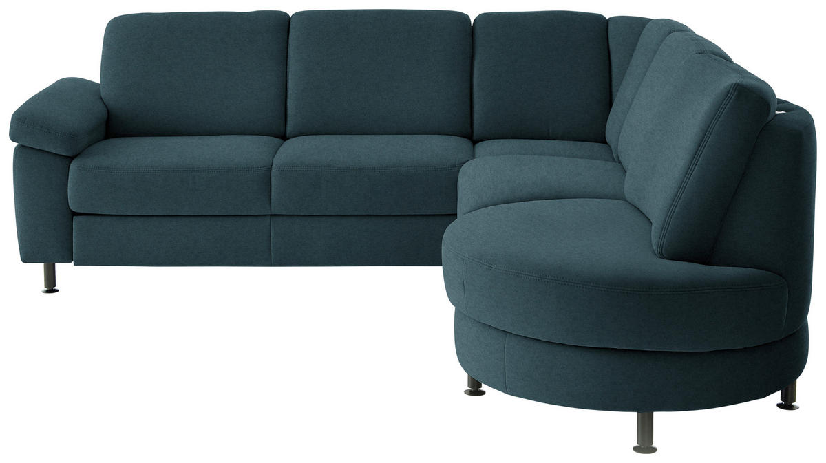 ECKSOFA  in Flachgewebe Opal  248/252 cm  - Opal/Schwarz, KONVENTIONELL, Textil/Metall (248/252cm) - Beldomo Comfort