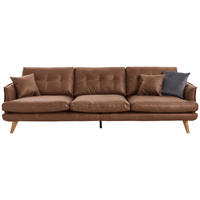 VIERSITZER-SOFA in Lederlook Braun  - Naturfarben/Braun, Design, Holz/Textil (265/83/92cm) - Livetastic