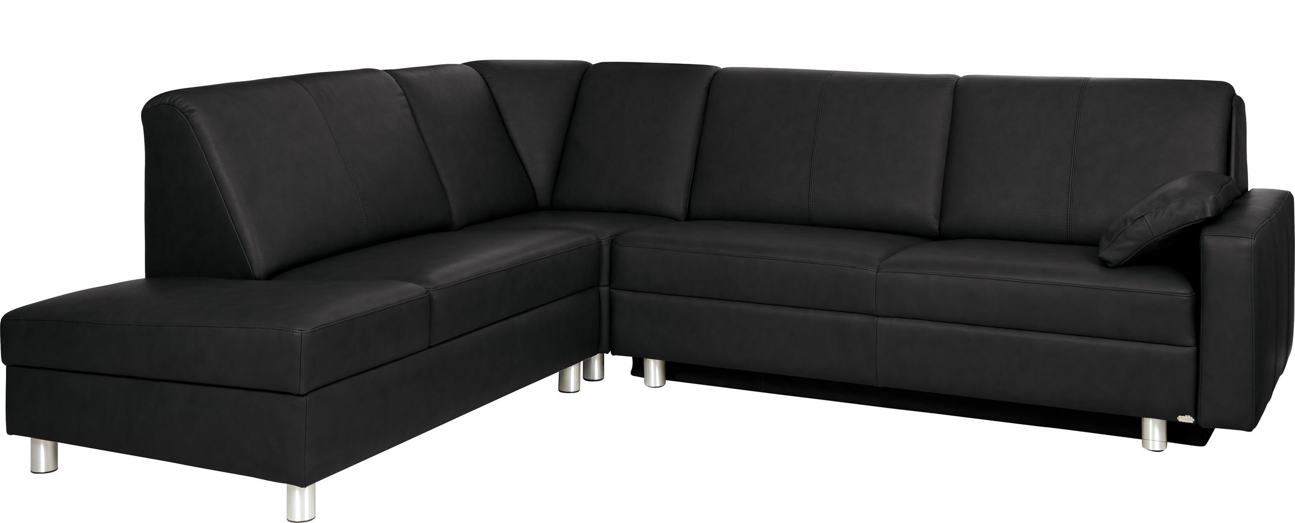 ECKSOFA in Echtleder Grau  217/268 cm  - Alufarben/Grau, KONVENTIONELL, Leder/Metall (217/268cm) - Sedda