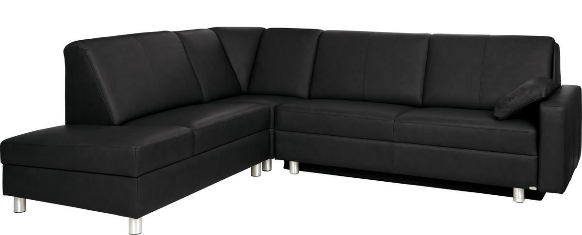 ECKSOFA in Echtleder Grau  217/268 cm  - Alufarben/Grau, KONVENTIONELL, Leder/Metall (217/268cm) - Sedda