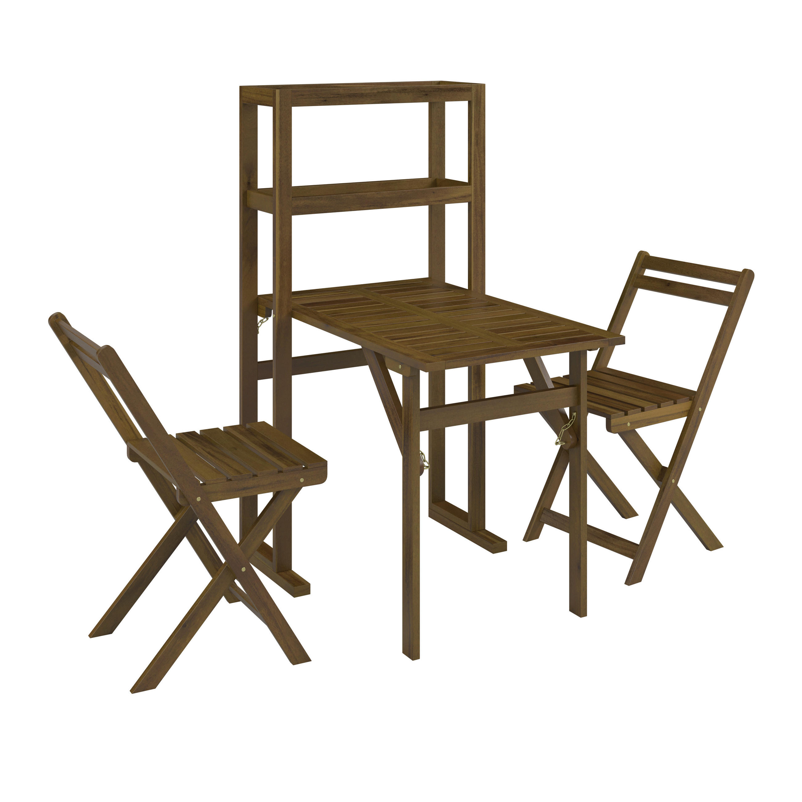 BALKONSET   - Akaziefarben, Modern, Holz (65/42/131/78/85/48cm) - James Wood