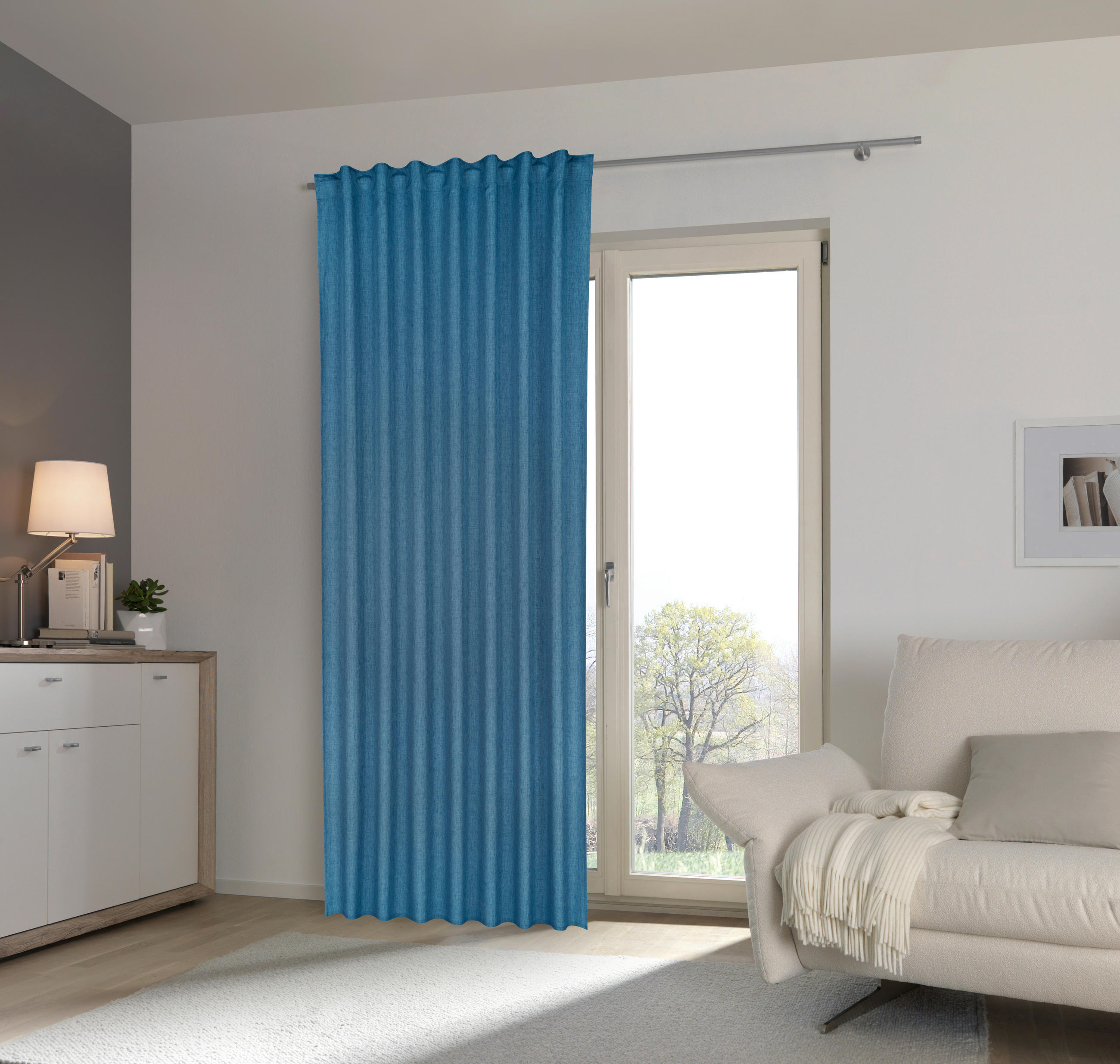KONČANA ZAVESA  neprosojno   140/300 cm  - modra, Basics, tekstil (140/300cm) - Esposa
