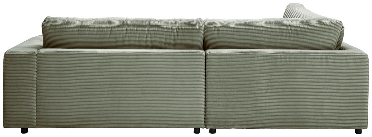 ECKSOFA in Cord Dunkelgrün  - Dunkelgrün/Schwarz, Design, Kunststoff/Textil (224/265cm) - Hom`in