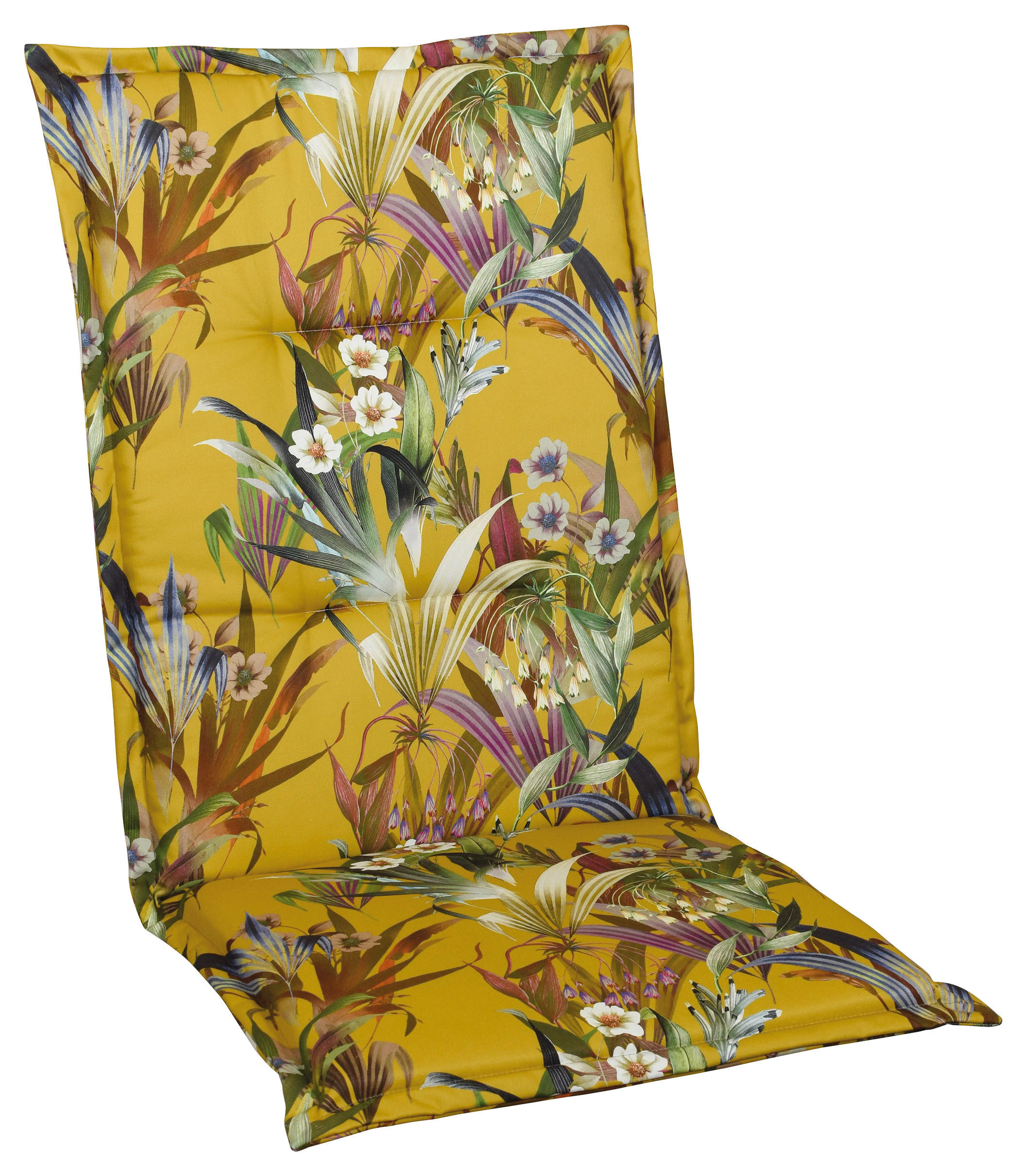 SESSELAUFLAGE Blume  - Blau/Gelb, Basics, Textil (48/4/118cm)