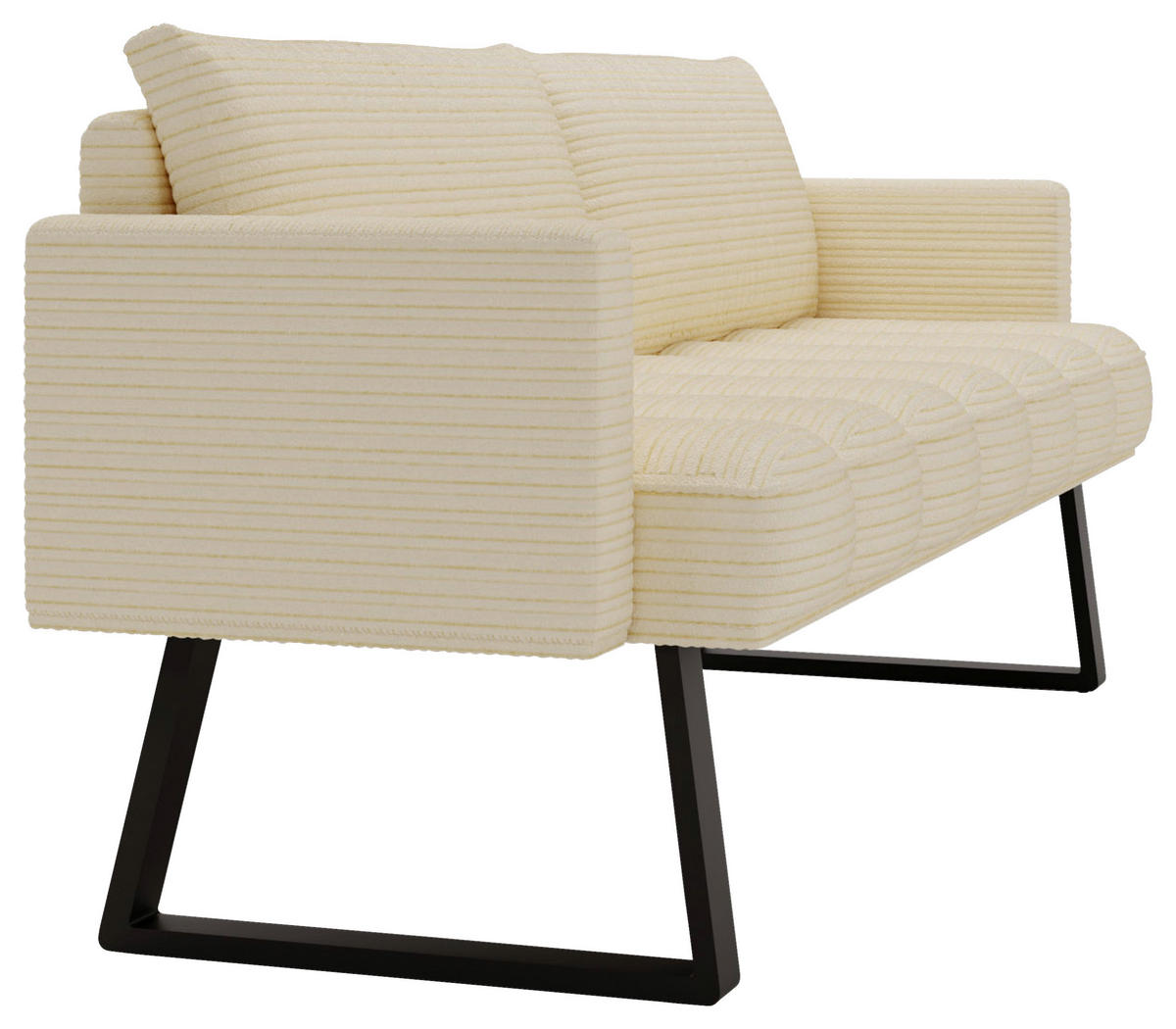 SITZBANK 200/88/69 cm Struktur Beige Metall  - Beige/Schwarz, Design, Textil/Metall (200/88/69cm) - Valdera