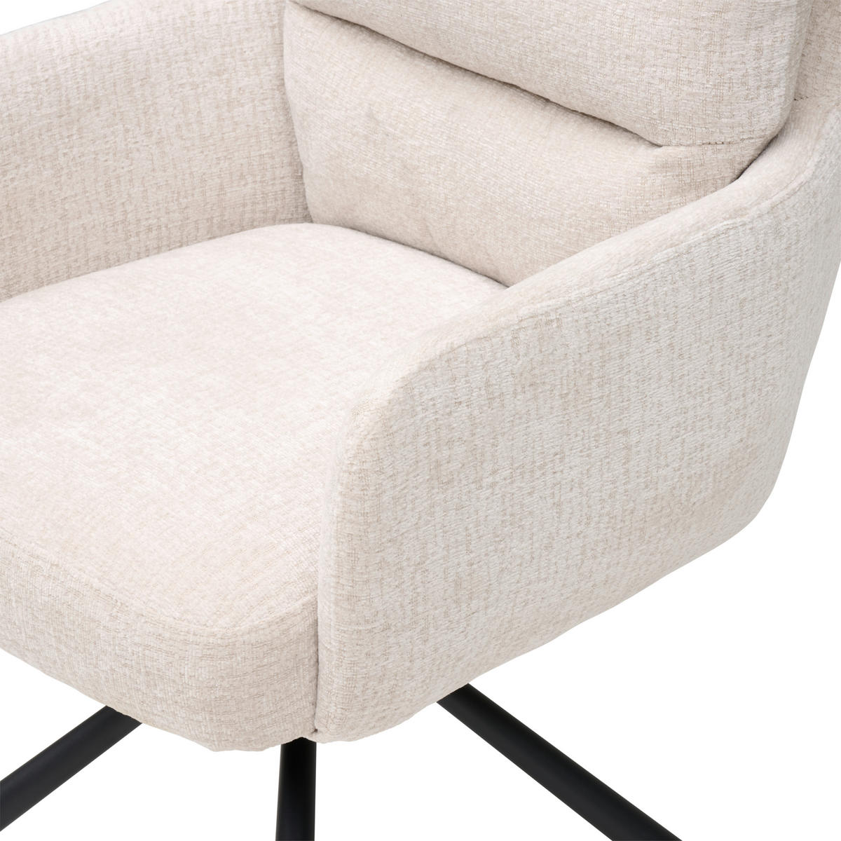 ARMLEHNSTUHL  Sitzfläche 180° drehbar Webstoff  - Beige/Schwarz, MODERN, Textil/Metall (57/95/65cm) - MID.YOU