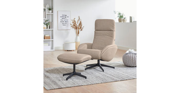 RELAXSESSELSET mit Funktion Mikrofaser Relaxfunktion, Hocker - Taupe/Schwarz, Design, Textil/Metall (77/107/75cm) - Xora