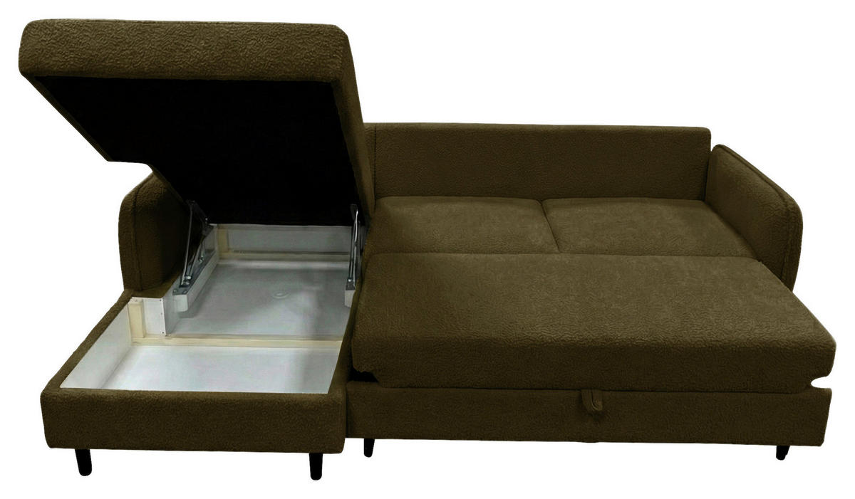 ECKSOFA LAPIT in Chenille Grün  170/240 cm  - Schwarz/Grün, Design, Holz/Textil (170/240cm) - MID.YOU