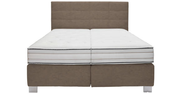 BOXSPRINGBETT 180/200 cm  in Greige  - Greige/Alufarben, KONVENTIONELL, Holzwerkstoff/Textil (180/200cm) - Dieter Knoll