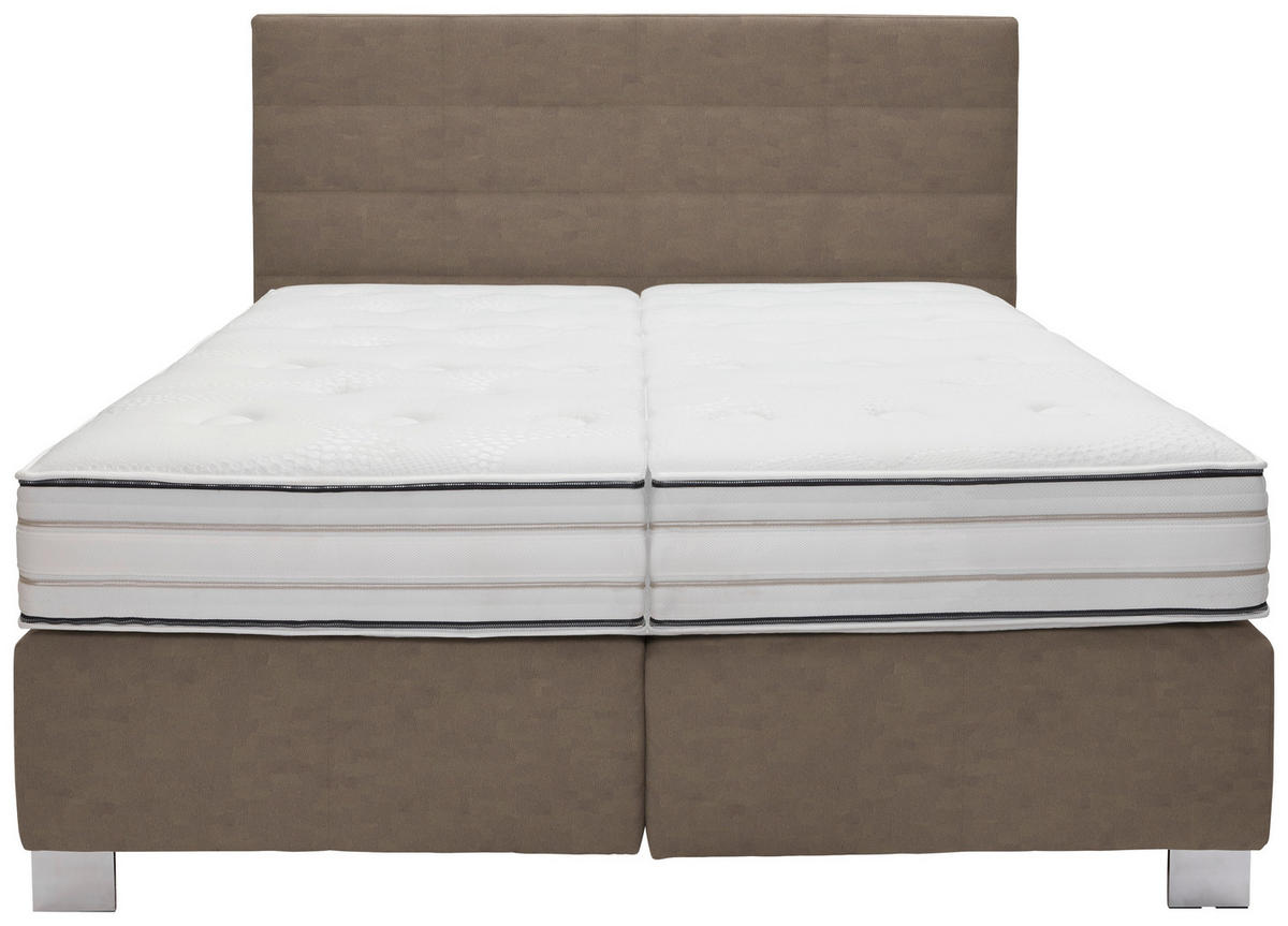 BOXSPRINGBETT 180/200 cm  in Greige  - Greige/Alufarben, Konventionell, Holzwerkstoff/Textil (180/200cm) - Dieter Knoll