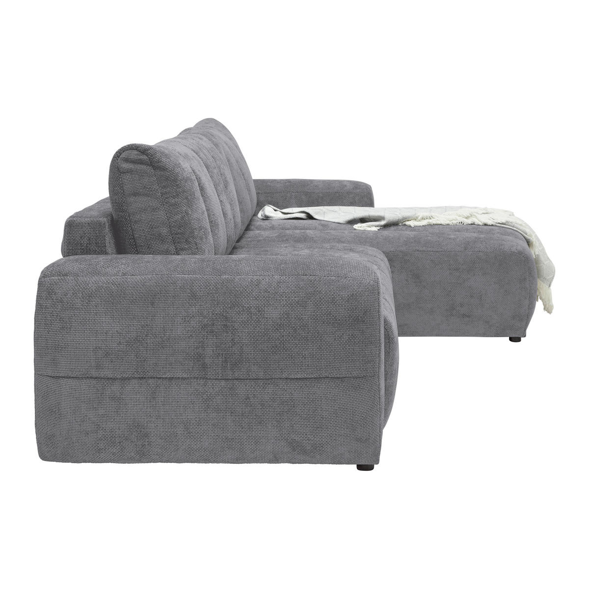 ECKSOFA Flachgewebe Grau  - Schwarz Hochglanz/Grau, Modern, Textil/Metall (273/93/166cm) - MID.YOU