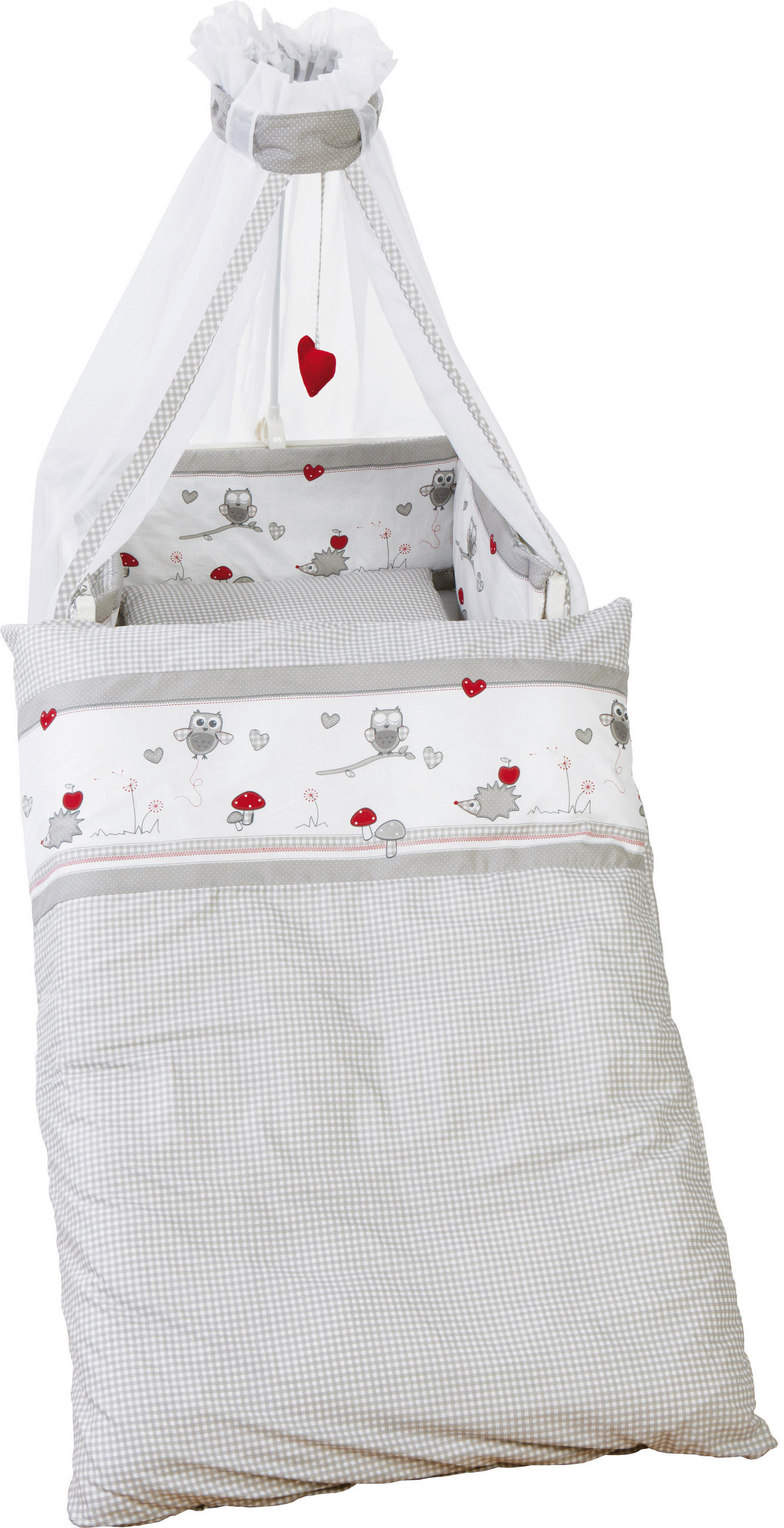 GITTERBETTSET roba Adam & Eule - Weiß/Grau, Basics, Textil - Roba
