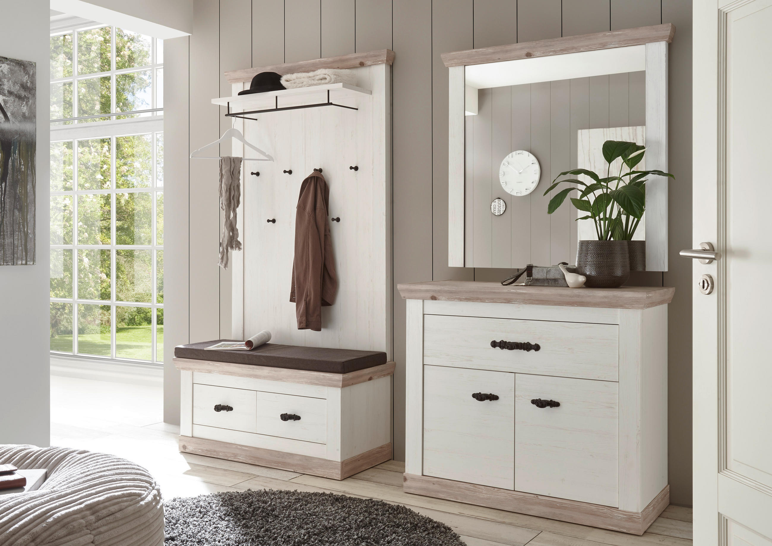 GARDEROBE 4-teilig  in 224/201/45 cm  - Hellbraun/Pinienfarben, Design, Holzwerkstoff (224/201/45cm) - MID.YOU