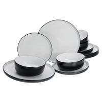 TAFELSERVICE Nordic Cool Black 12-teilig  - Grauweiß/Schwarz, Basics, Keramik - Creatable