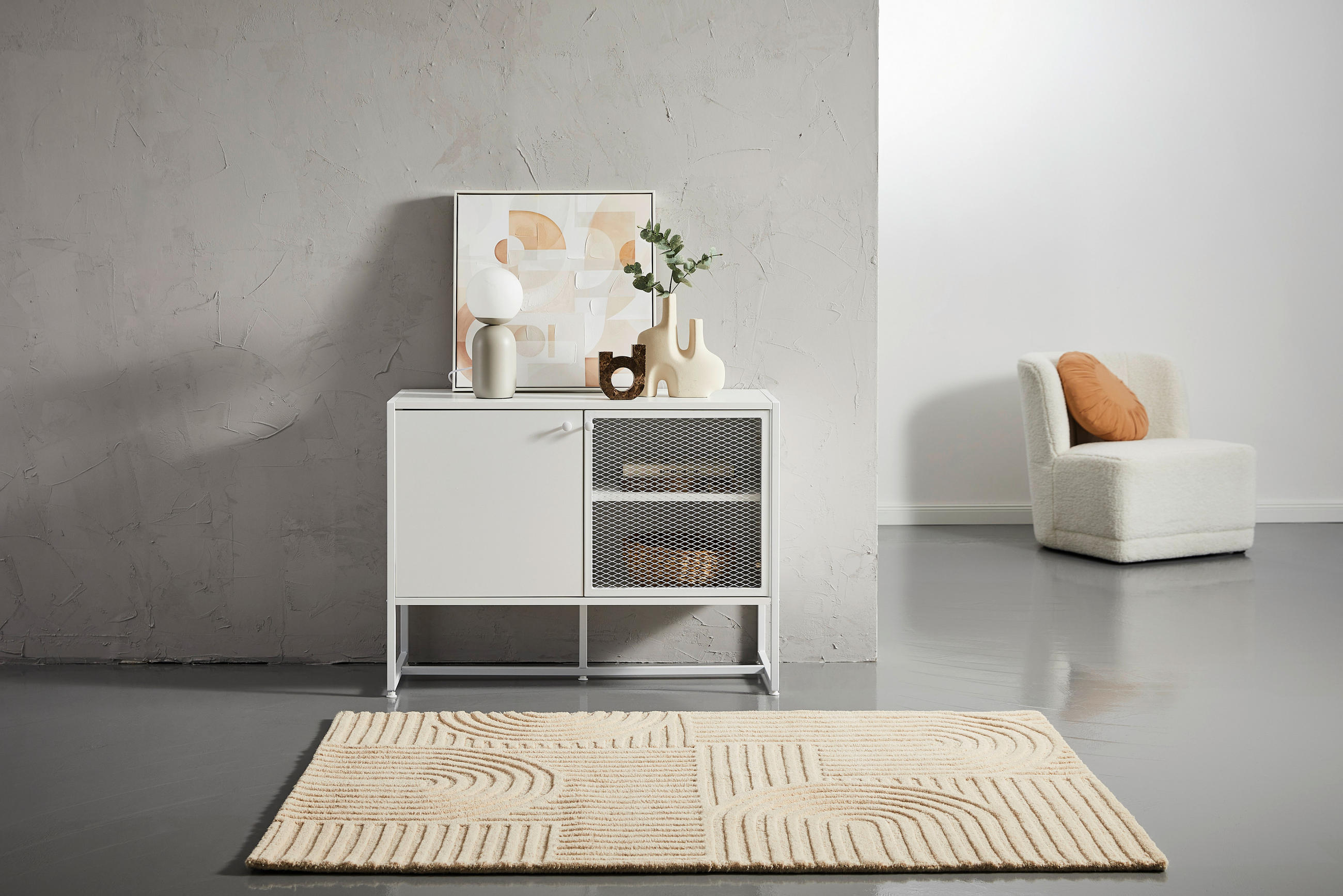 ŠIROKÁ KOMODA, bílá, 100/75/41 cm - bílá/černá, Moderní, kov/kompozitní dřevo (100/75/41cm) - P & B
