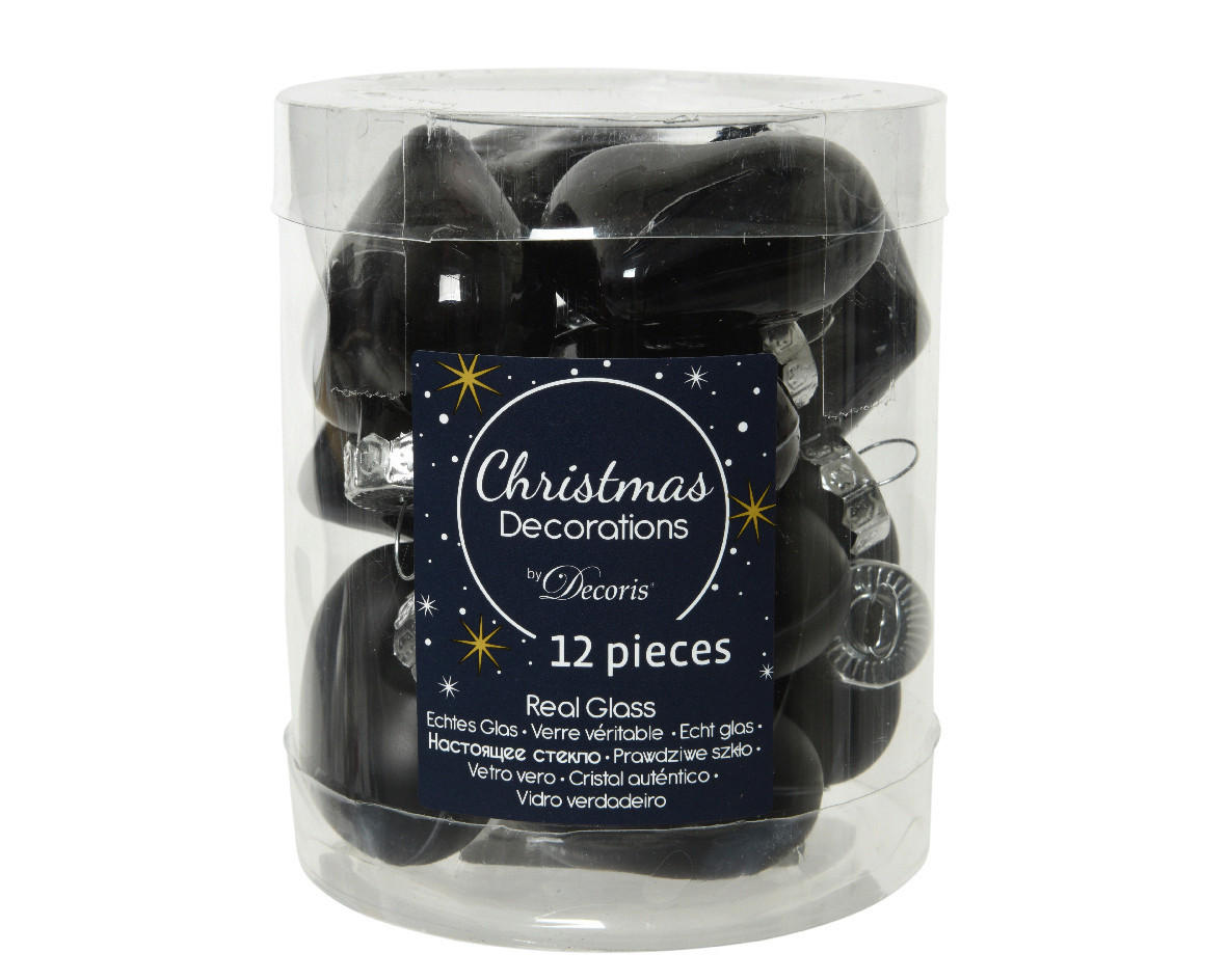 Ornamente Brad De Crăciun - negru, Basics, sticlă (2,00/4,50/4,00cm) - X-Mas