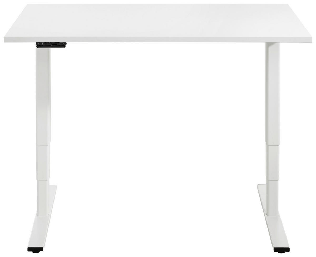 SCHREIBTISCH 135/68/56-124 cm  in Weiß  - Alufarben/Weiß, Design, Holzwerkstoff/Metall (135/68/56-124cm) - Voleo