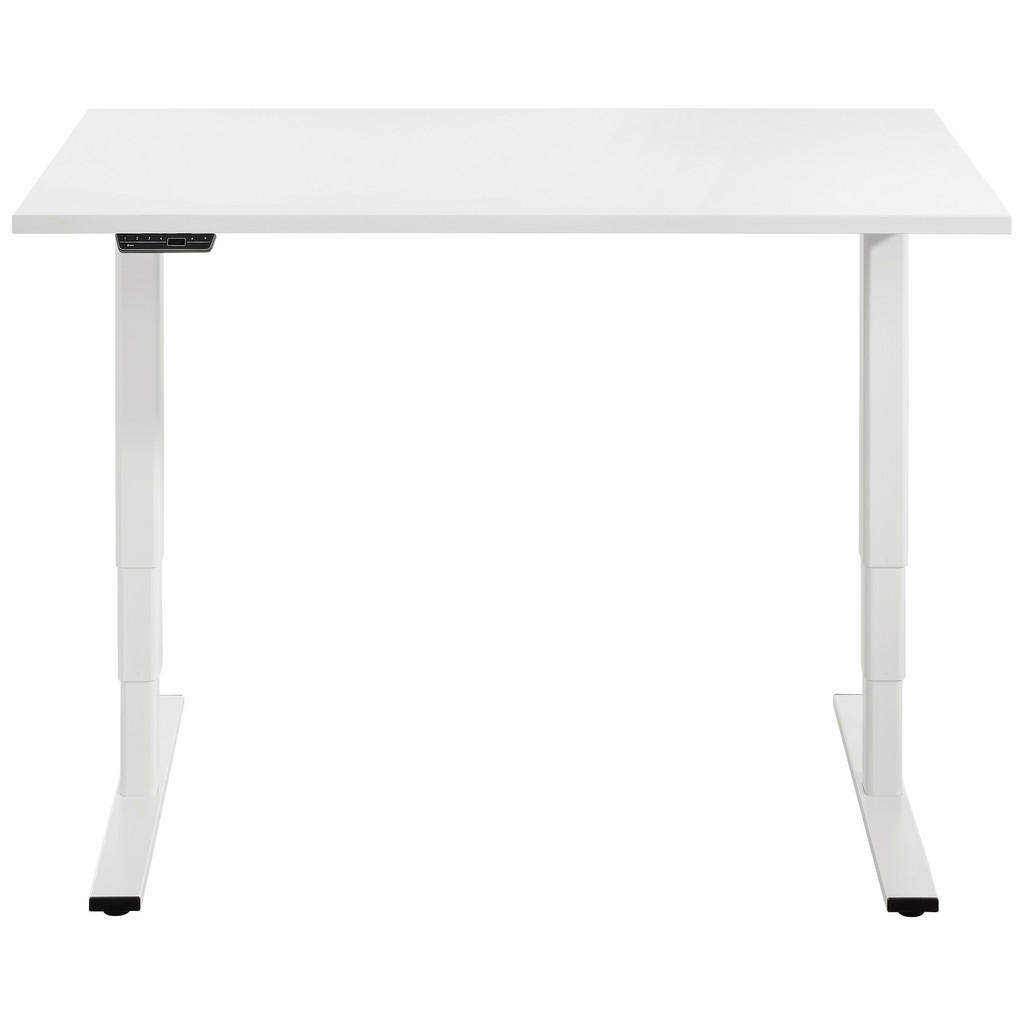 Thumbnail - Voleo Schreibtisch, Weiß, Holzwerkstoff, rechteckig, eckig, 68x56-124x135 cm, höhenverstellbar, Memoryschalter, Arbeitsz...