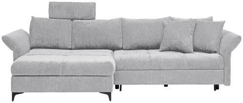 ECKSOFA in Chenille Grau  - Schwarz/Grau, Konventionell, Textil/Metall (291/153cm) - Hom`in