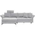 ECKSOFA in Chenille Grau  - Schwarz/Grau, KONVENTIONELL, Textil/Metall (291/153cm) - Hom`in