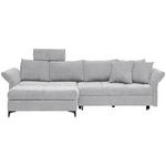 ECKSOFA in Chenille Grau  - Schwarz/Grau, KONVENTIONELL, Textil/Metall (291/153cm) - Hom`in