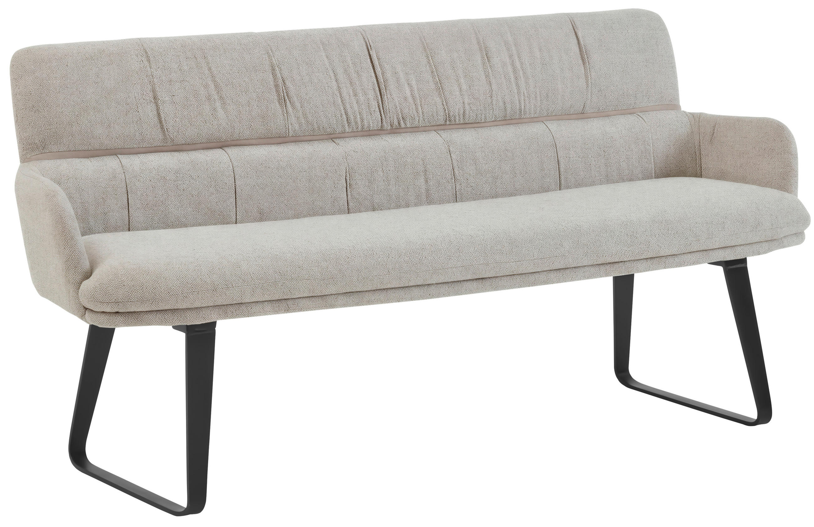 SITZBANK 180/86/68 cm Mikrofaser Naturfarben  - Schwarz/Naturfarben, Design, Textil/Metall (180/86/68cm) - Valdera