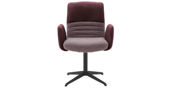 ARMLEHNSTUHL in Stahl Flachgewebe Echtleder pigmentiert - Rotbraun/Weinrot, Design, Leder/Textil (64/93/69cm) - Dieter Knoll