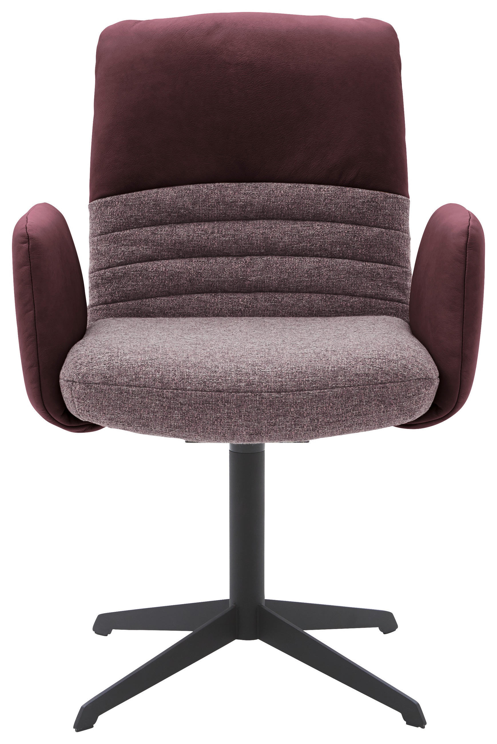ARMLEHNSTUHL  in Stahl Flachgewebe Echtleder pigmentiert  - Rotbraun/Weinrot, Design, Leder/Textil (64/93/69cm) - Dieter Knoll