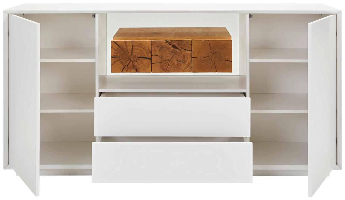 Sideboard Hasti 170/85/40 cm  in Weiss, Eichefarben  - Weiss/Eichefarben, Design, Holz/Holzwerkstoff (170/85/40cm) - MID.YOU
