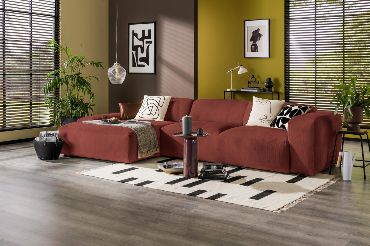HÖRNSOFFA i manchester röd  - röd/svart, Design, textil/plast (170/343cm) - MID.YOU