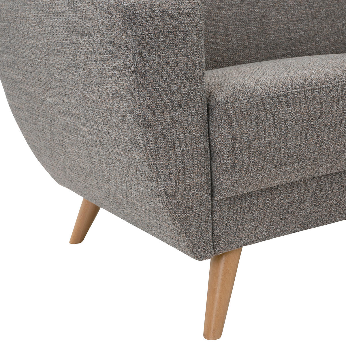 2-SITZER-SOFA in Flachgewebe Grau  - Naturfarben/Grau, Design, Holz/Textil (136/85/82cm) - Max Winzer