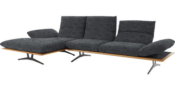 ECKSOFA in Flachgewebe Dunkelgrau  - Dunkelgrau/Schwarz, Design, Holz/Textil (159/314cm) - Dieter Knoll