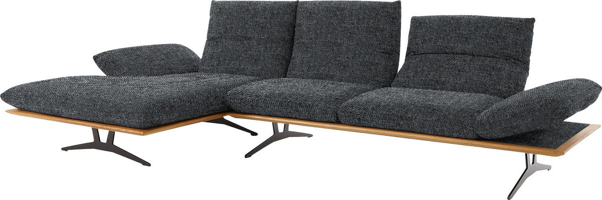 ECKSOFA in Flachgewebe Dunkelgrau  159/314 cm  - Dunkelgrau/Schwarz, Design, Holz/Textil (159/314cm) - Dieter Knoll